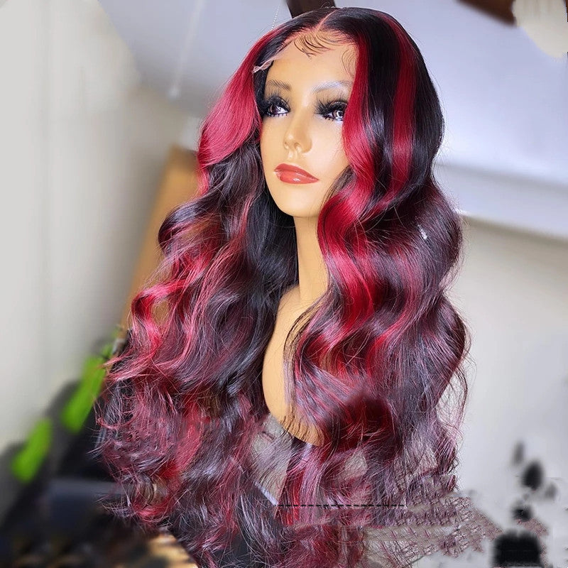 99j Burgundy Highlight 13x4 Lace Front Human Red Frontal Wig - SHIFRAH NERIAH BEAUTY