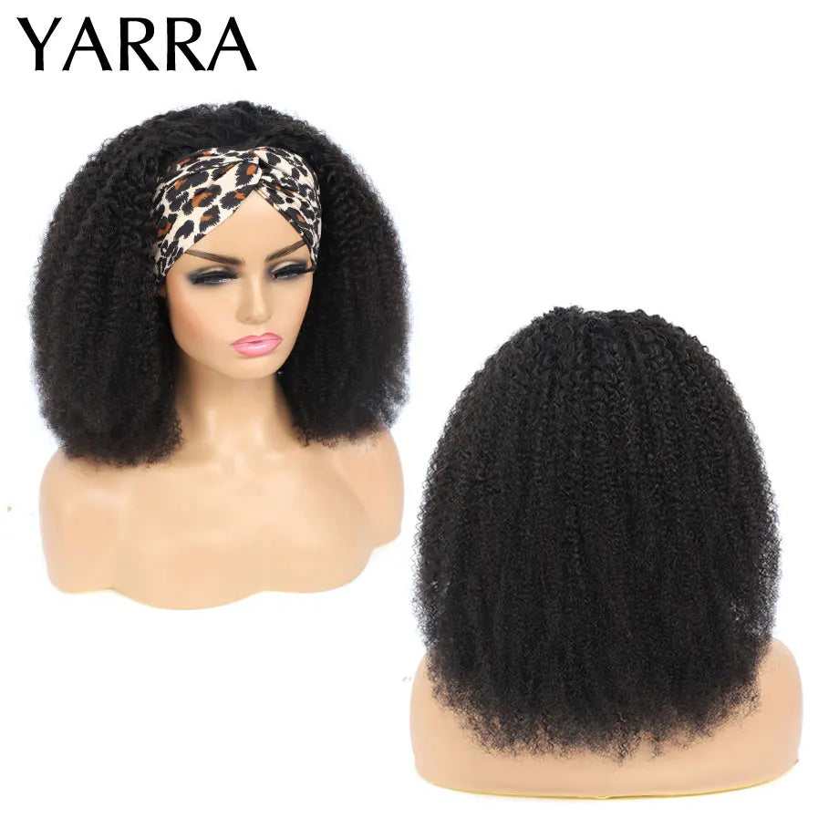 Afro Kinky Curly Human Hair Headband Wig For Black Women 180% Density Brazilian Remy Full Machine Made 100% Human Hair YARRA - SHIFRAH NERIAH BEAUTY