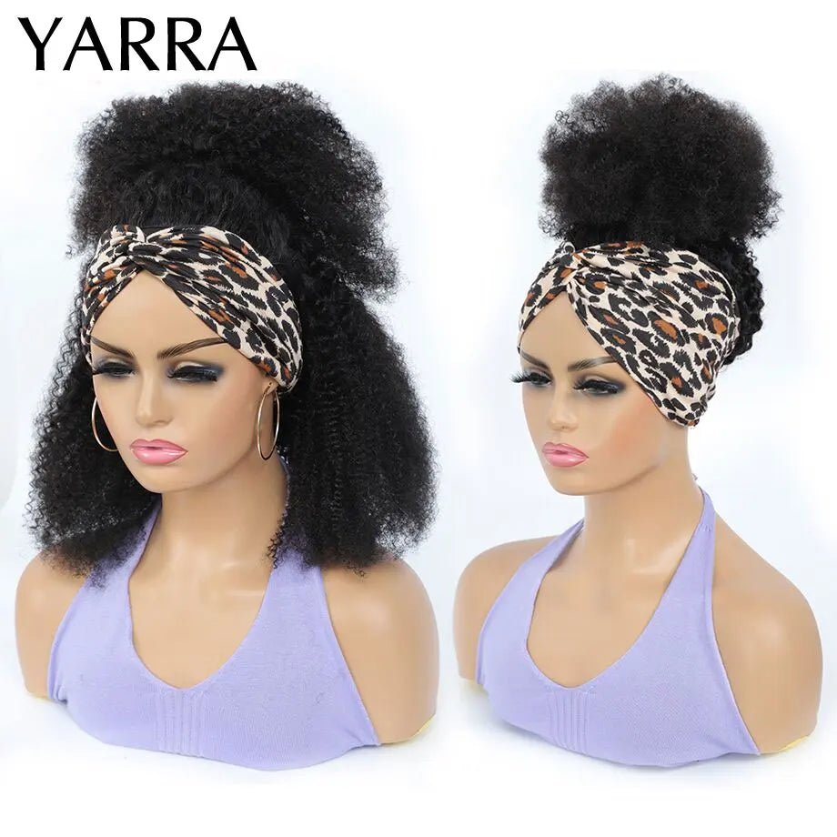 Afro Kinky Curly Human Hair Headband Wig For Black Women 180% Density Brazilian Remy Full Machine Made 100% Human Hair YARRA - SHIFRAH NERIAH BEAUTY