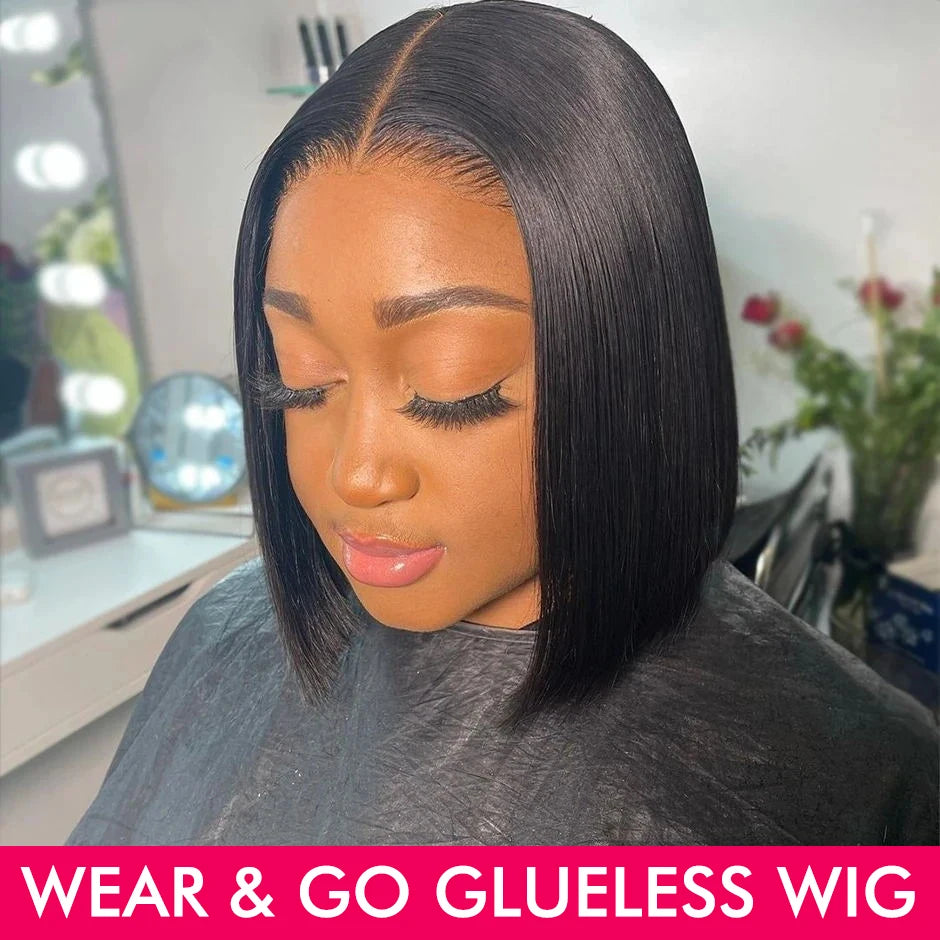 Wear And Go Bob Wigs For Women Human Hair 180% Straight Glueless Wig - SHIFRAH NERIAH BEAUTY