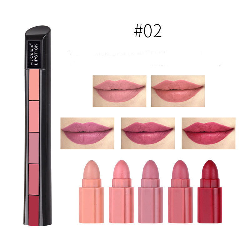 Matte 5-color Lipstick Set Velvet Lip Stick Non-stick Lip Gloss Long Lasting Waterproof Sexy Red Lipstick - SHIFRAH NERIAH BEAUTY